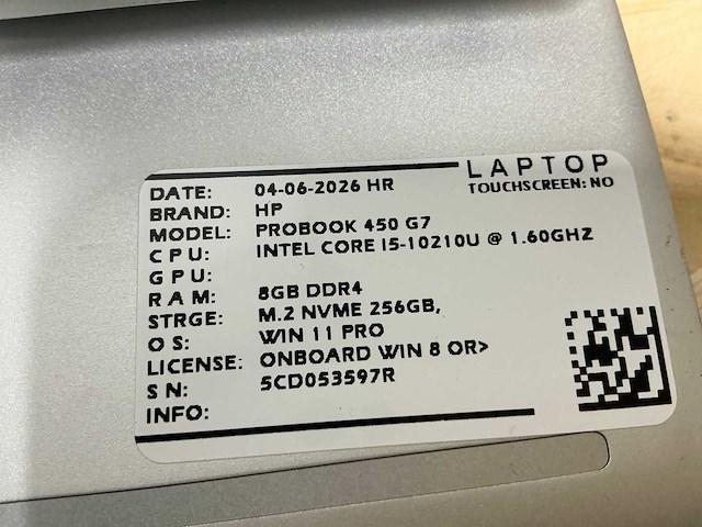 Hp probook 450 g7 laptop (2x) - afbeelding 7 van  8