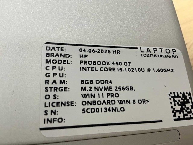 Hp probook 450 g7 laptop (2x) - afbeelding 8 van  8