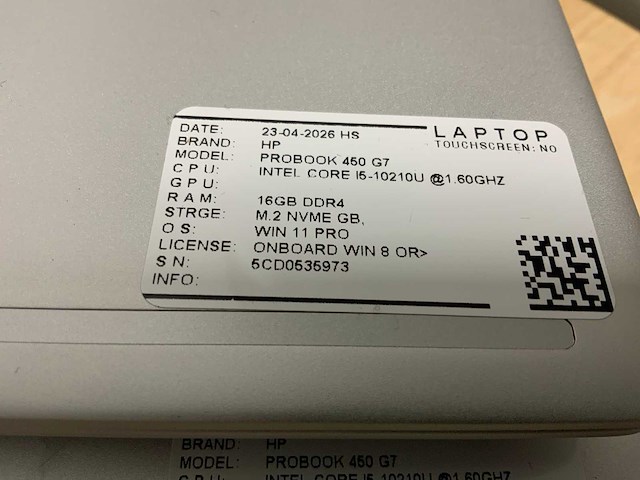 Hp probook 450 g7 laptop (4x) - afbeelding 3 van  6