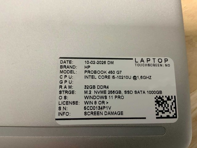 Hp probook 450 g7 laptop - afbeelding 7 van  7