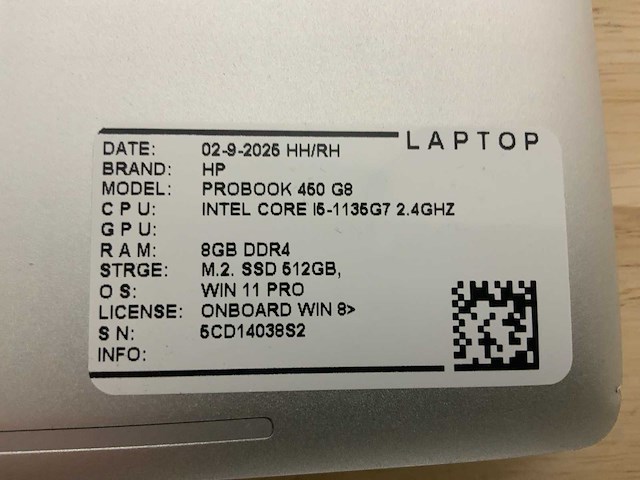 Hp probook 450 g8 laptop - afbeelding 8 van  8