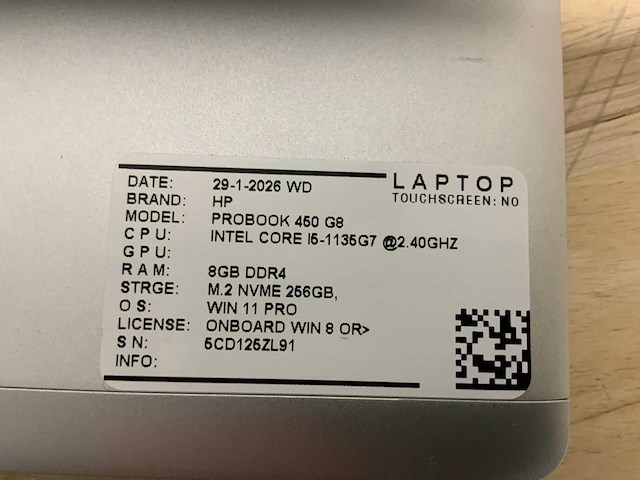 Hp probook 450 g8(i5-gen11) laptop (2x) - afbeelding 7 van  8