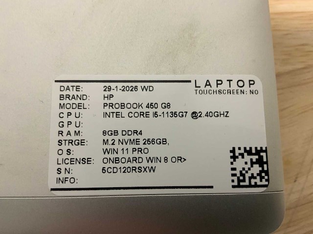 Hp probook 450 g8(i5-gen11) laptop (2x) - afbeelding 8 van  8