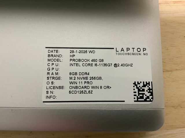 Hp probook 450 g8(i5-gen11) laptop (2x) - afbeelding 7 van  8