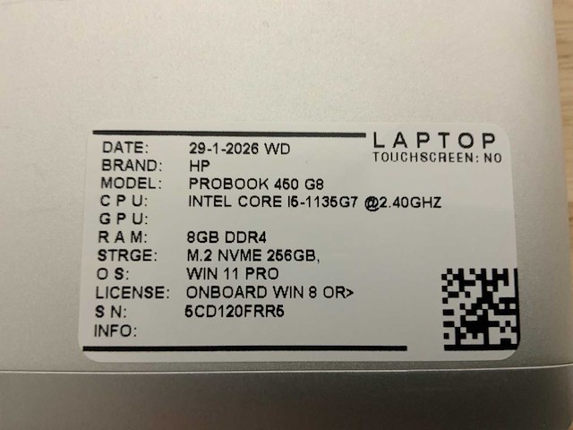 Hp probook 450 g8(i5-gen11) laptop (2x) - afbeelding 8 van  8