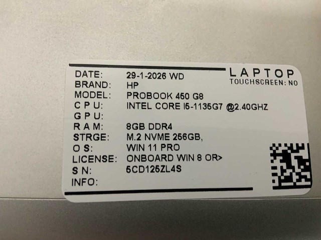 Hp probook 450 g8(i5-gen11) laptop (2x) - afbeelding 8 van  8