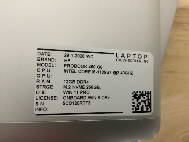 Hp probook 450 g8(i5-gen11) laptop (2x) - afbeelding 8 van  8