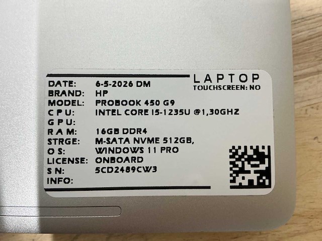 Hp probook 450 g9(i5-gen12) laptop - afbeelding 7 van  7