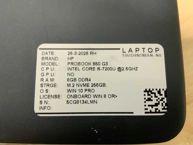 Hp probook 650 g3/2 laptop (8x) - afbeelding 3 van  12