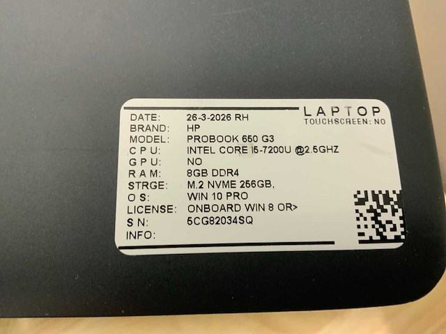 Hp probook 650 g3/2 laptop (8x) - afbeelding 9 van  12