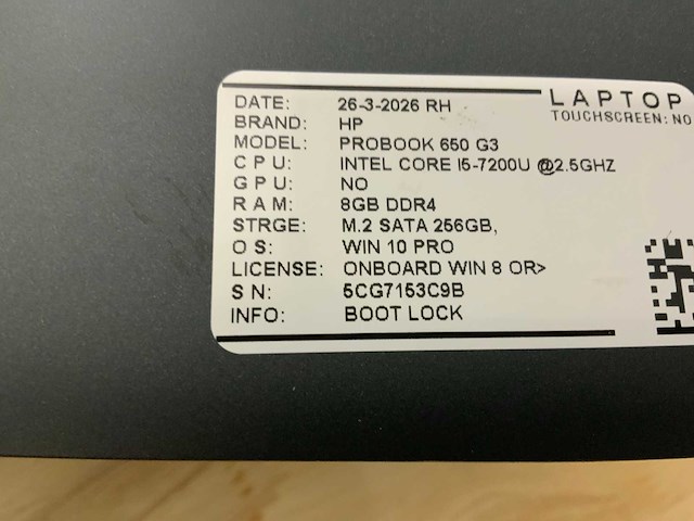 Hp probook 650 g3/2 laptop (8x) - afbeelding 12 van  12