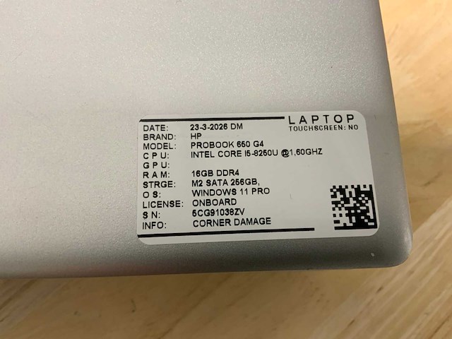 Hp probook 650 g4 laptop (4x) - afbeelding 3 van  16