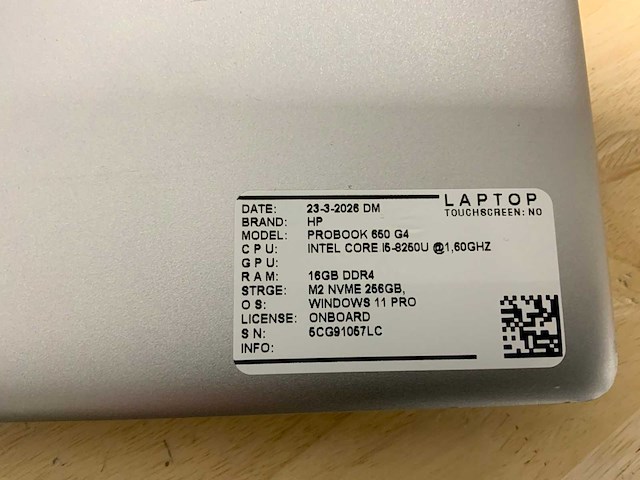 Hp probook 650 g4 laptop (4x) - afbeelding 8 van  16