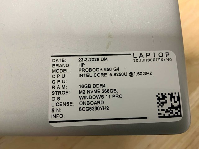 Hp probook 650 g4 laptop (4x) - afbeelding 16 van  16