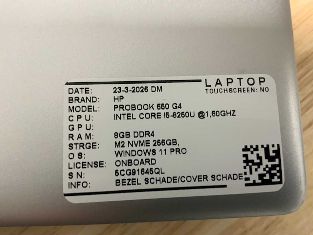 Hp probook 650 g4 laptop (5x) - afbeelding 4 van  15
