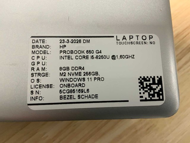 Hp probook 650 g4 laptop (5x) - afbeelding 5 van  15