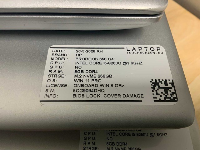 Hp probook 650 g4 laptop (5x) - afbeelding 9 van  13