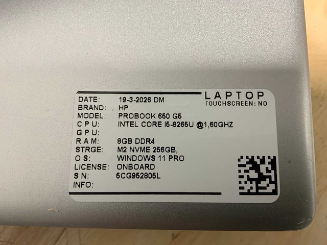 Hp probook 650 g5 laptop (3x) - afbeelding 8 van  9