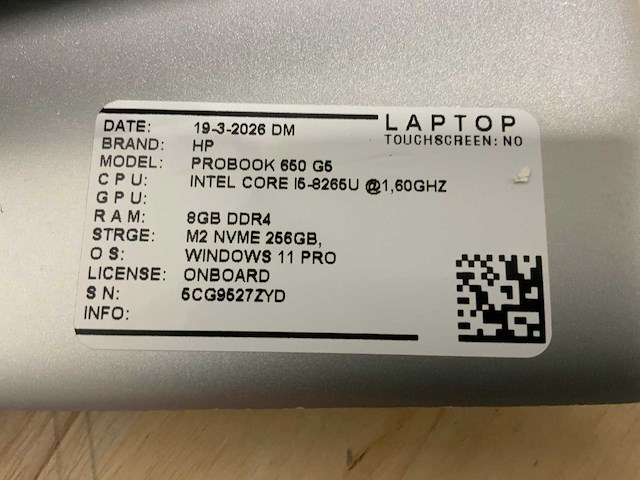 Hp probook 650 g5 laptop (3x) - afbeelding 9 van  9