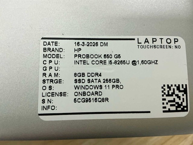Hp probook 650 g5 laptop (5x) - afbeelding 2 van  12