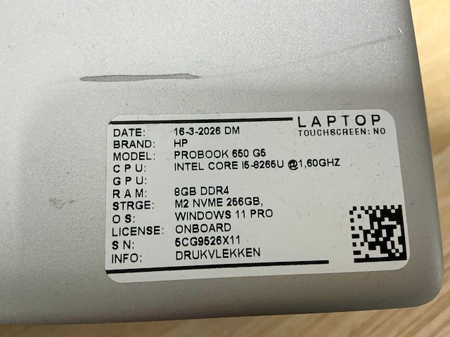 Hp probook 650 g5 laptop (5x) - afbeelding 11 van  12