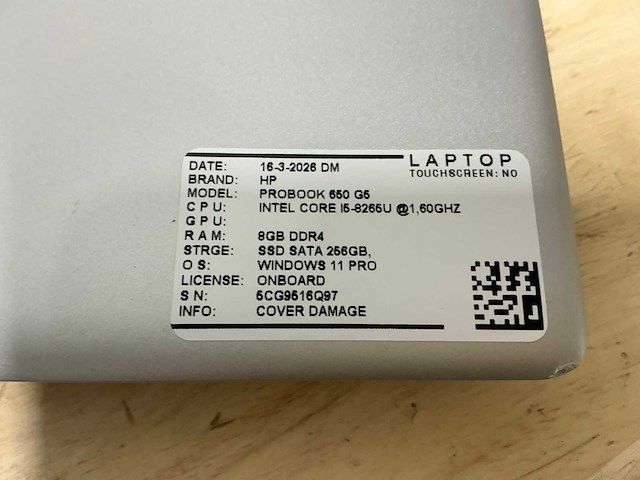 Hp probook 650 g5 laptop (5x) - afbeelding 6 van  15