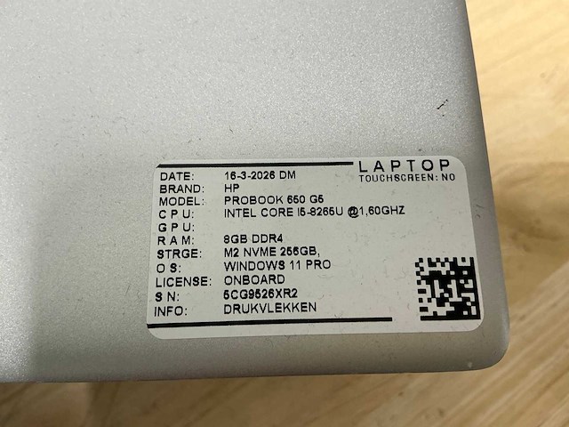 Hp probook 650 g5 laptop (5x) - afbeelding 14 van  15