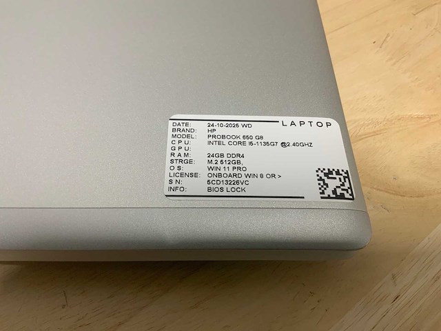 Hp probook 650 g8 (i5gen11) laptop - afbeelding 2 van  8