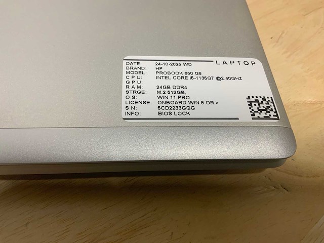 Hp probook 650 g8 (i5gen11) laptop - afbeelding 1 van  6