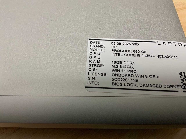 Hp probook 650 g8 laptop - afbeelding 5 van  10