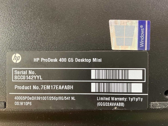 Hp prodesk 400 g5, core(tm) i3 9th gen, 8 gb ram, 256 gb nvme mini desktops (2x) - afbeelding 4 van  5