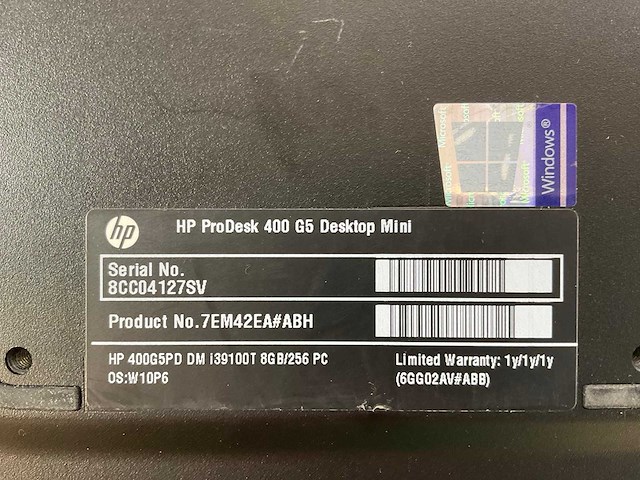 Hp prodesk 400 g5, core(tm) i3 9th gen, 8 gb ram, 256 gb nvme mini desktops (2x) - afbeelding 4 van  5