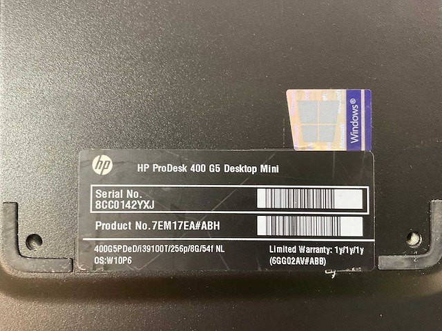 Hp prodesk 400 g5, core(tm) i3 9th gen, 8 gb ram, 256 gb nvme mini desktops (2x) - afbeelding 5 van  5