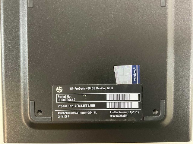 Hp prodesk 400 g5, core(tm) i5 9th gen, 8 gb ram, 256 gb nvme mini desktops (2x) - afbeelding 6 van  6