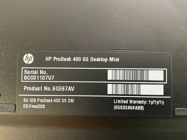 Hp prodesk 400 g5, core(tm) i5 9th gen, 8 gb ram, 256 gb nvme mini desktops (2x) - afbeelding 4 van  5