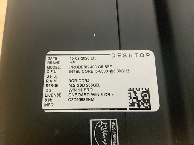 Hp prodesk 400 g5 desktop (3x) - afbeelding 5 van  7