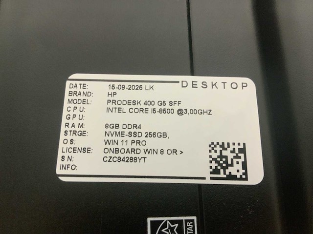 Hp prodesk 400 g5 desktop (3x) - afbeelding 6 van  7