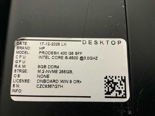 Hp prodesk 400 g5 desktop (4x) - afbeelding 6 van  7