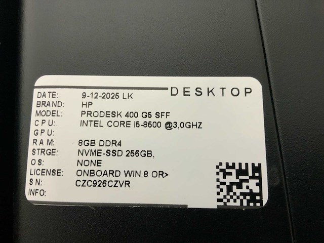 Hp prodesk 400 g5 desktop (4x) - afbeelding 7 van  7