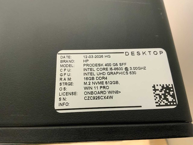 Hp prodesk 400 g5 sff desktop (5x) - afbeelding 5 van  9
