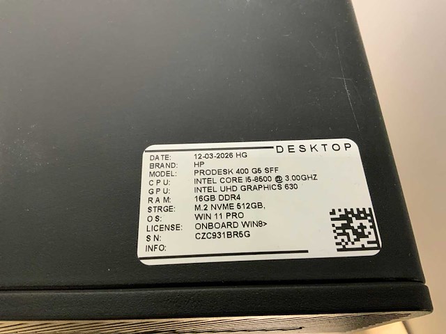 Hp prodesk 400 g5 sff desktop (5x) - afbeelding 5 van  9