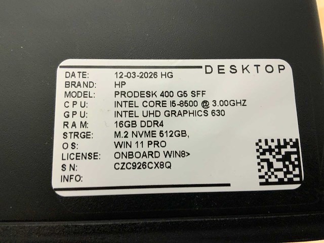 Hp prodesk 400 g5 sff desktop (5x) - afbeelding 8 van  9