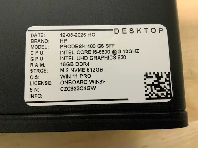 Hp prodesk 400 g5 sff desktop (5x) - afbeelding 9 van  9