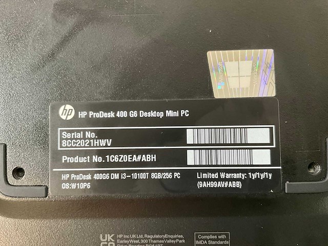 Hp prodesk 400 g6, core(tm) i3 10th gen, 8 gb ram, 256 gb nvme mini desktops (2x) - afbeelding 6 van  6