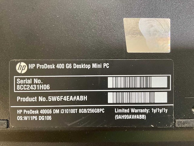 Hp prodesk 400 g6, core(tm) i3 10th gen, 8gb ram, 256 gb nvme mini desktops (2x) - afbeelding 6 van  7