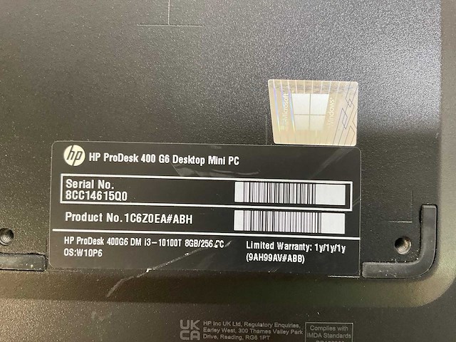 Hp prodesk 400 g6, core(tm) i3 10th gen, 8gb ram, 256 gb nvme mini desktops (2x) - afbeelding 3 van  4