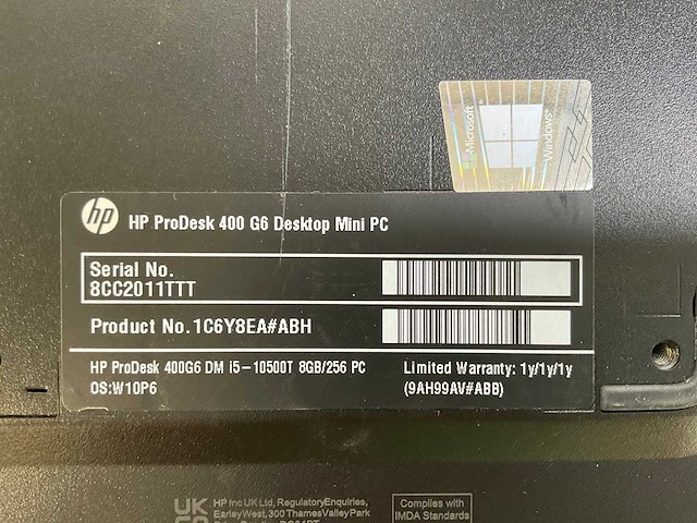 Hp prodesk 400 g6, core(tm) i5 10th gen, 8gb ram, 256 gb nvme mini desktops (2x) - afbeelding 6 van  7