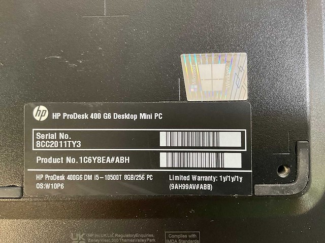 Hp prodesk 400 g6, core(tm) i5 10th gen, 8gb ram, 256 gb nvme mini desktops (2x) - afbeelding 7 van  7