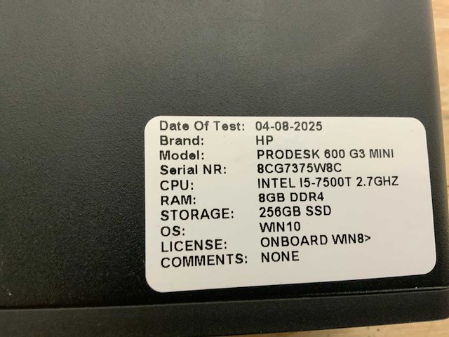 Hp prodesk 600 g3 mini desktop (6x) - afbeelding 2 van  10