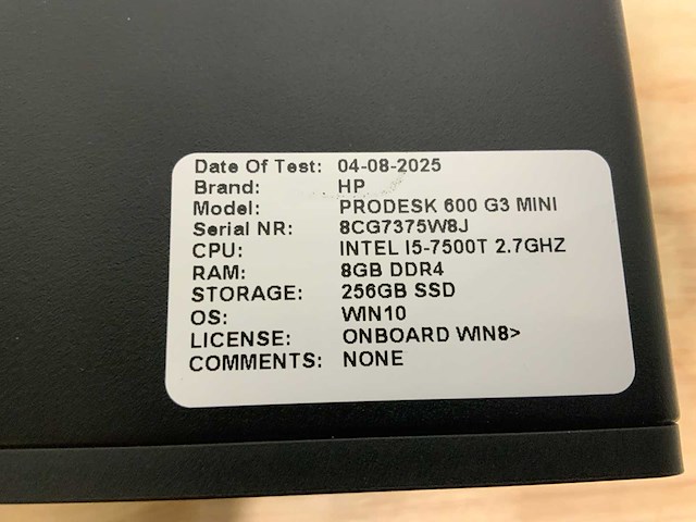 Hp prodesk 600 g3 mini desktop (6x) - afbeelding 6 van  10